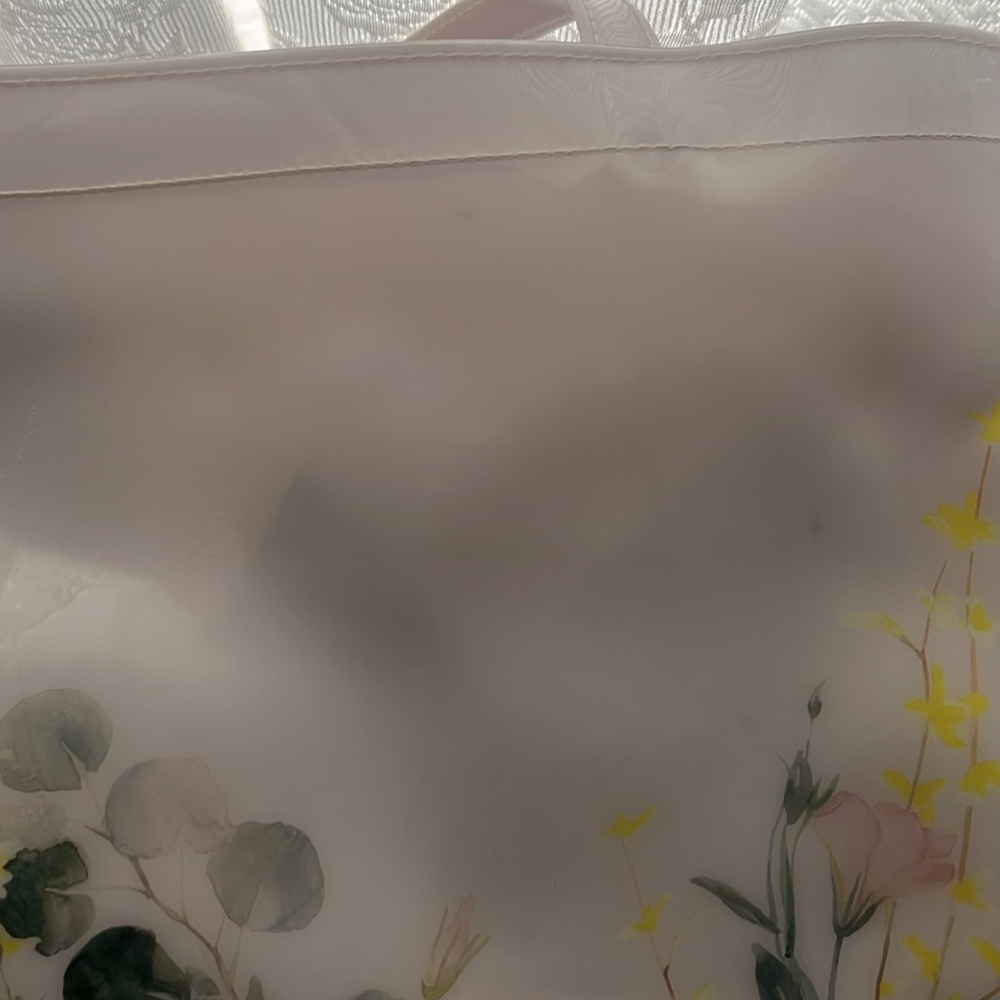 Ted Baker White/ Soft pink Floral Patent Tote with Yellow Accents - Picture 5 of 6